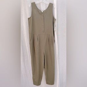 Eileen Fiaher Olive Jumpsuit M Organic Cotton Crepe NWT